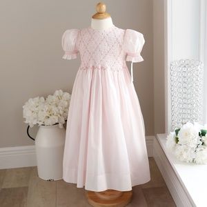 Strasburg Pink Smocked Dress size 4 Cotton Special Occasion New With Tags